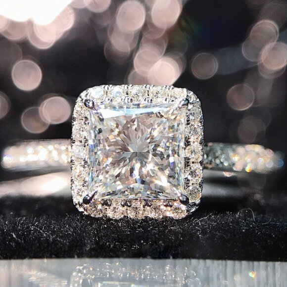 🎁Beautiful Pure Princess Cut Zircon Square Thin Rings for Women, MARR9036 - Picture 1 of 6